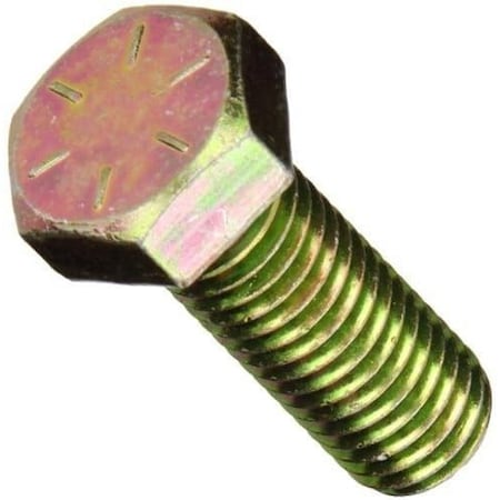 Grade 8, 5/8-11 Hex Head Cap Screw, Zinc & Yellow Plated Steel, 2 In L, 175 PK